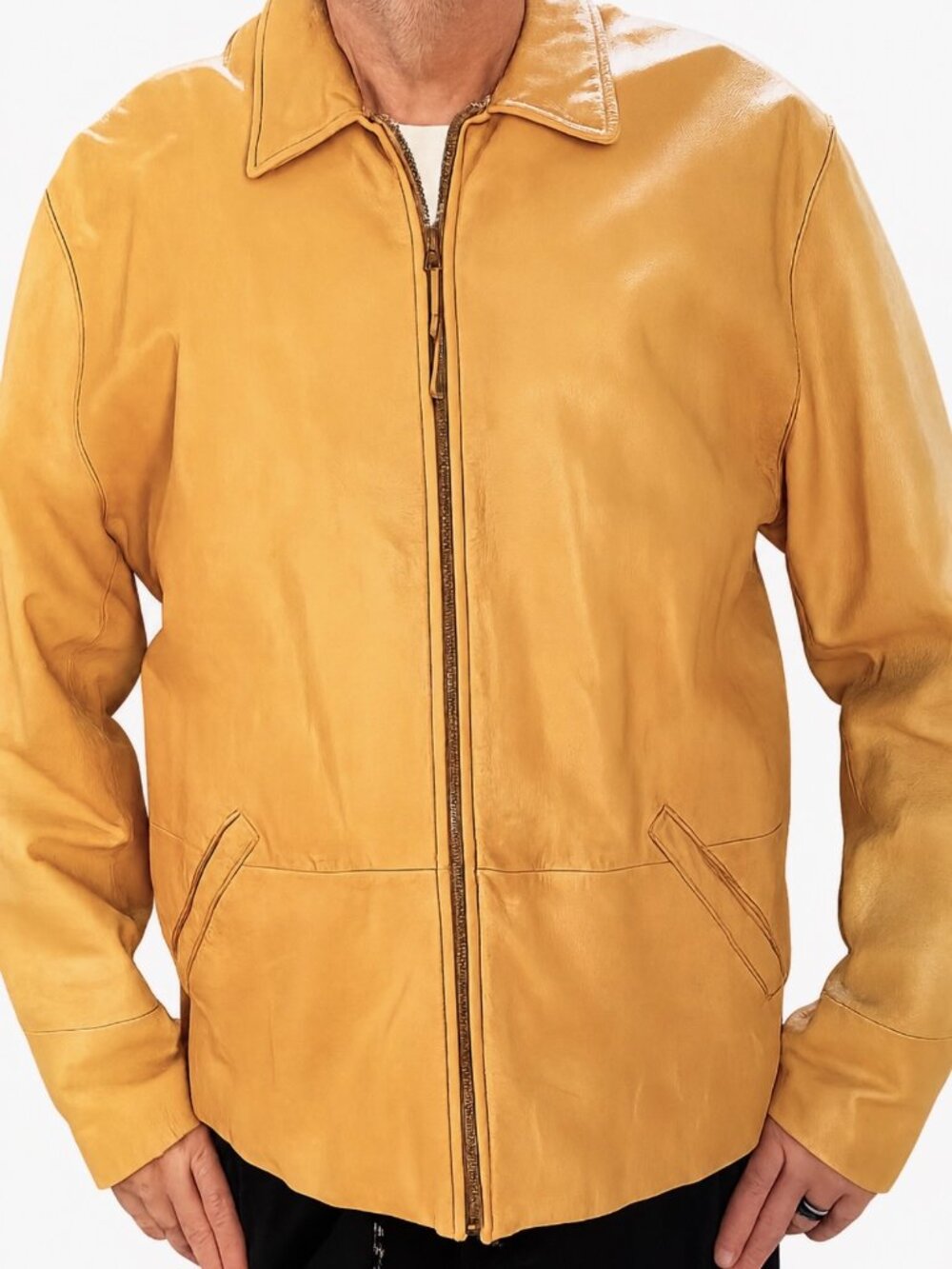 Vintage Polo Jeans Company Ralph Lauren Men’s Leather Jacket Tan XXL